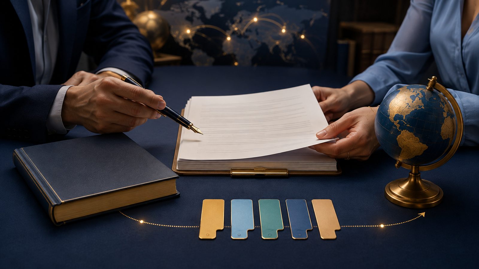 Publishing professionals reviewing global licensing rights
