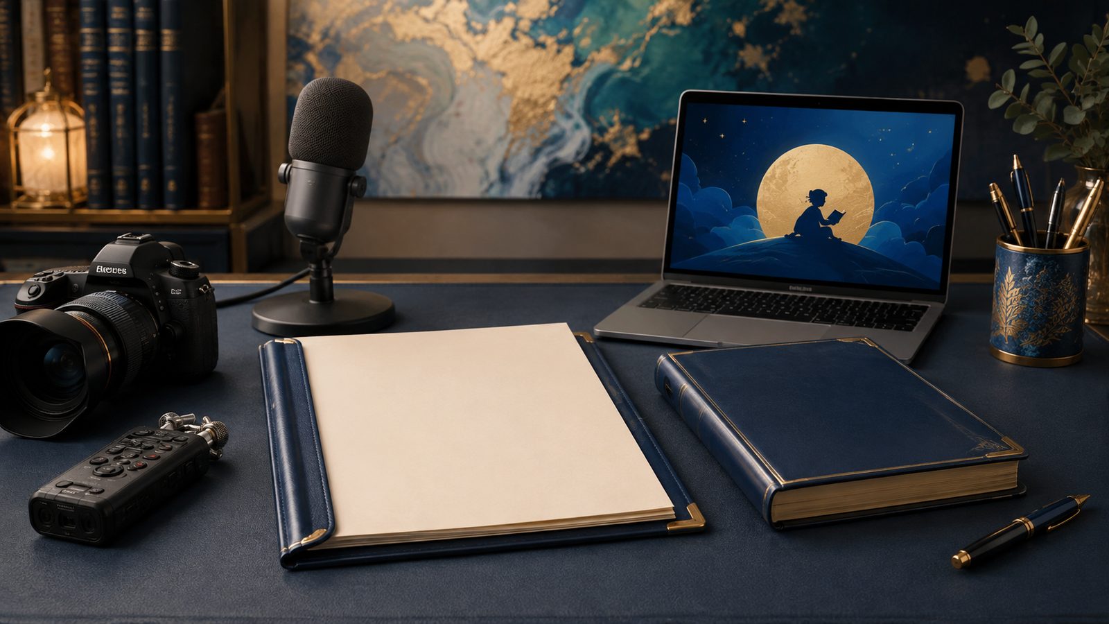 Press materials with media equipment and a book